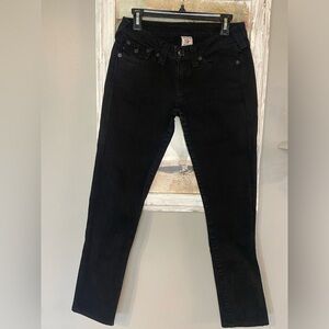 True Religion Black Five Pocket Low Rise Stretch Denim Jeans Sz 28 Black